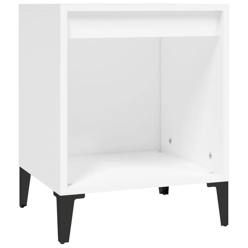 Lot de 2 tables de chevet avec compartiment ouvert 40 x 35 x 50 cm bois d'ingénierie blanc et métal DEC034928