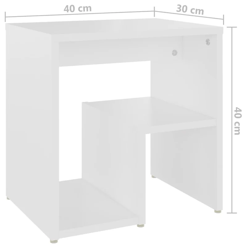 Lot de 2 tables de chevet avec étagères 40 x 30 x 40 cm bois d'ingénierie blanc DEC034889