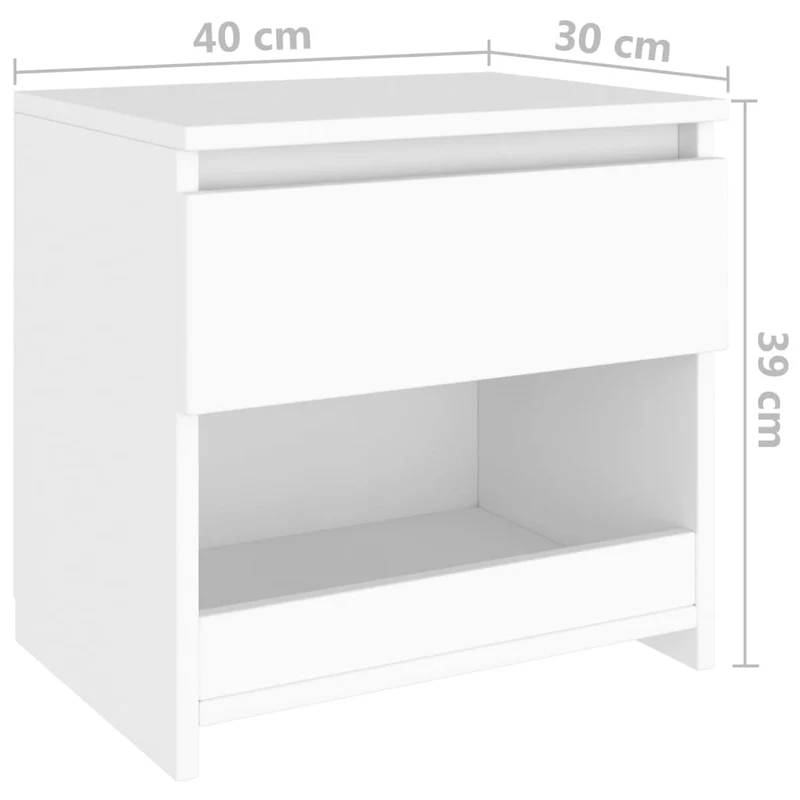 Lot de 2 tables de chevet avec tiroirs et compartiment ouvert 40 x 30 x 39 cm aggloméré blanc DEC034888