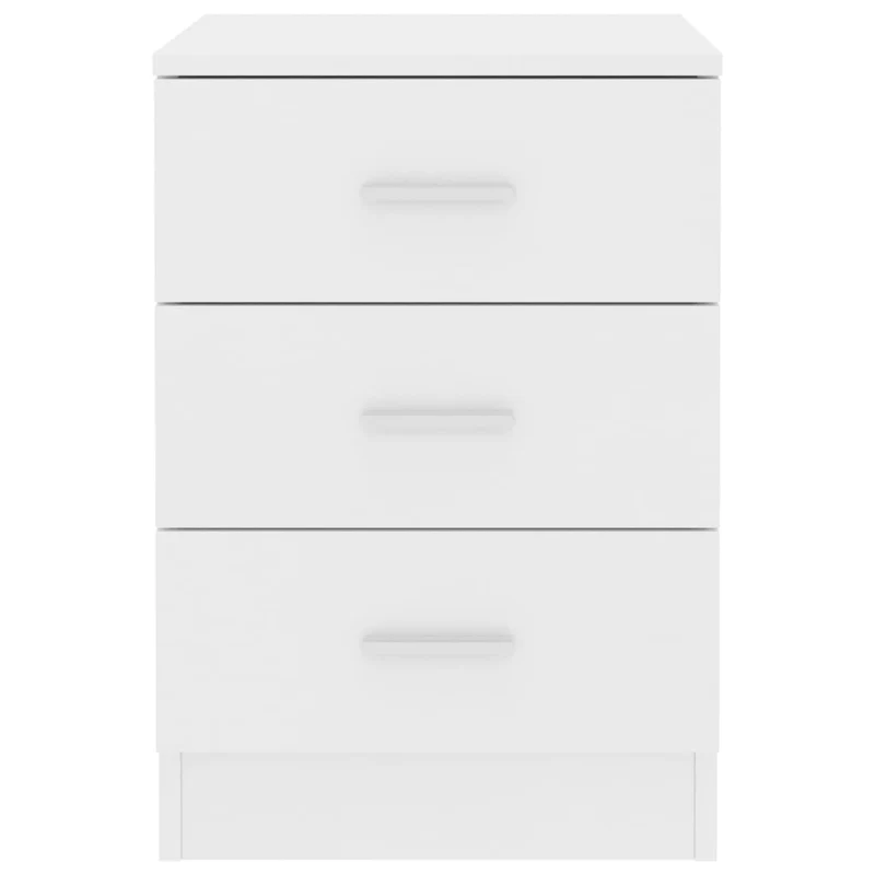 Lot de 2 tables de chevet avec 3 tiroirs 38 x 35 x 56 cm bois d'ingénierie blanc DEC034878