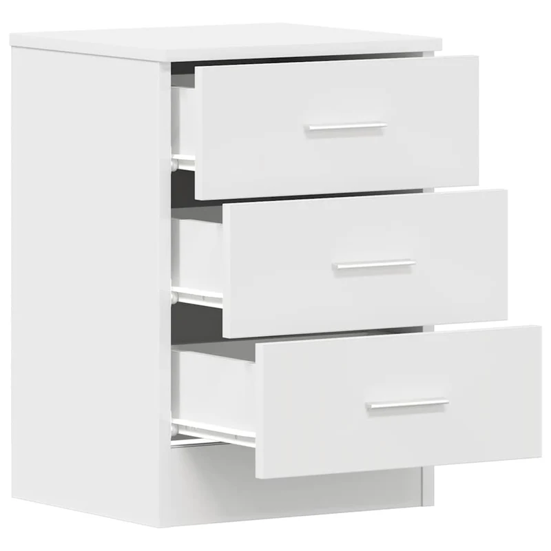 Lot de 2 tables de chevet avec 3 tiroirs 38 x 35 x 56 cm bois d'ingénierie blanc DEC034878