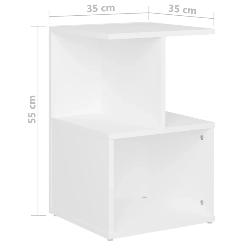 Lot de 2 tables de chevet avec étagères 35 x 35 x 55 cm bois d'ingénierie blanc DEC034862