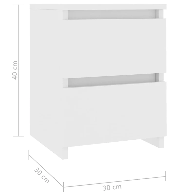 Lot de 2 tables de chevet avec deux tiroirs 30 x 30 x 40 cm bois d'ingénierie blanc DEC034850