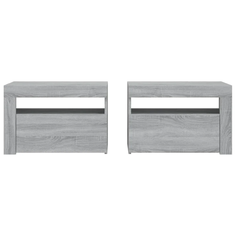 Lot de 2 tables de chevet avec compartiment avec porte 60 x 35 x 40 cm bois d'ingénierie gris DEC034842