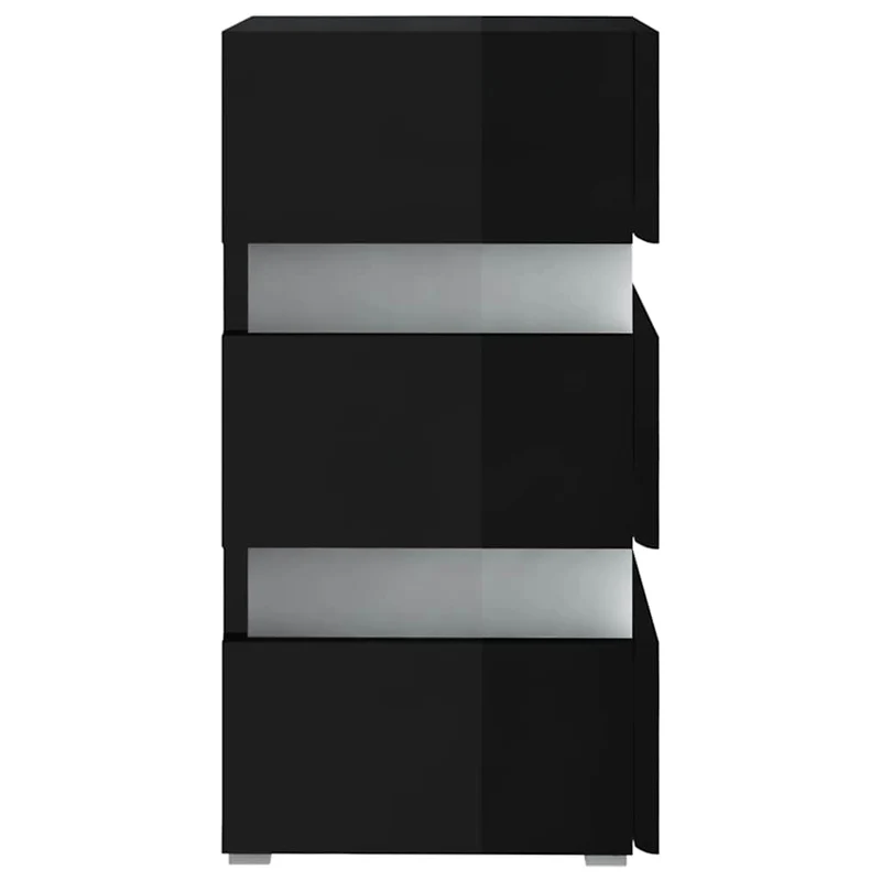 Table de chevet avec lumière LED et 3 tiroirs 45 x 35 x 67 cm bois ingénierie noir DEC034744