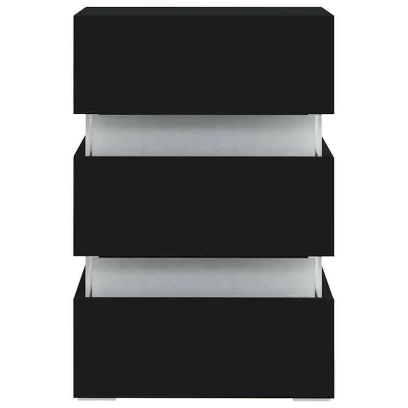 Table de chevet avec lumière LED et 3 tiroirs 45 x 35 x 67 cm bois d'ingénierie noir DEC034743