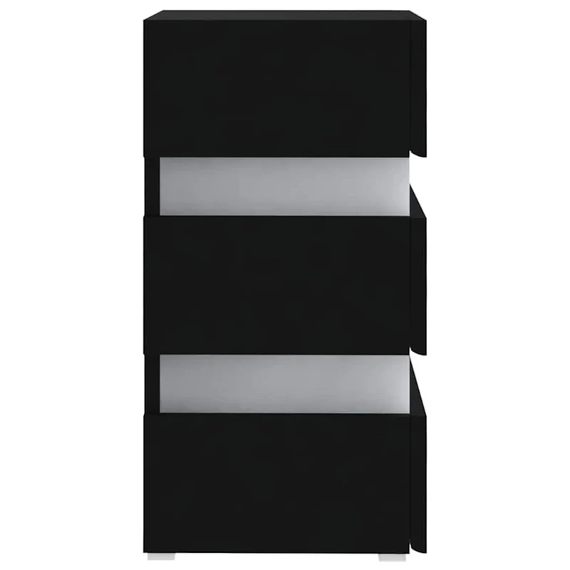 Table de chevet avec lumière LED et 3 tiroirs 45 x 35 x 67 cm bois d'ingénierie noir DEC034743