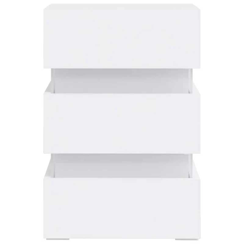 Table de chevet avec lumières LED et 3 tiroirs 45 x 35 x 67 cm bois d'ingénierie blanc DEC034736