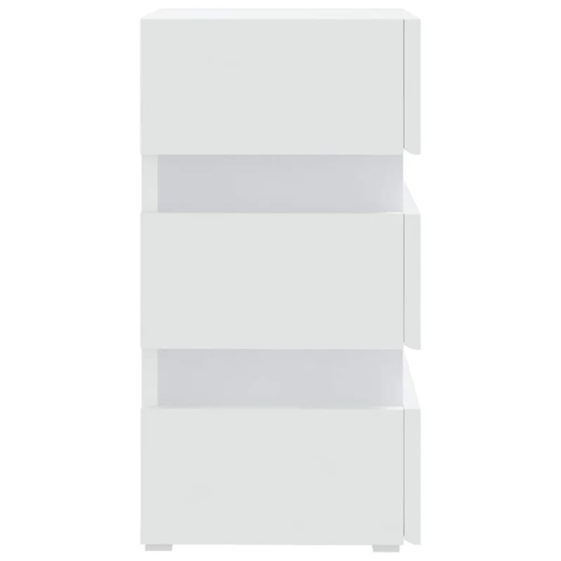 Table de chevet avec lumières LED et 3 tiroirs 45 x 35 x 67 cm bois d'ingénierie blanc DEC034736
