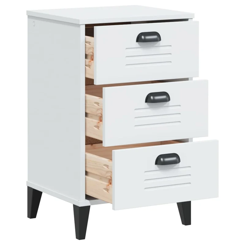 Table de chevet avec 3 tiroirs 40 x 35 x 65 cm en bois d'ingénierie blanc DEC034724