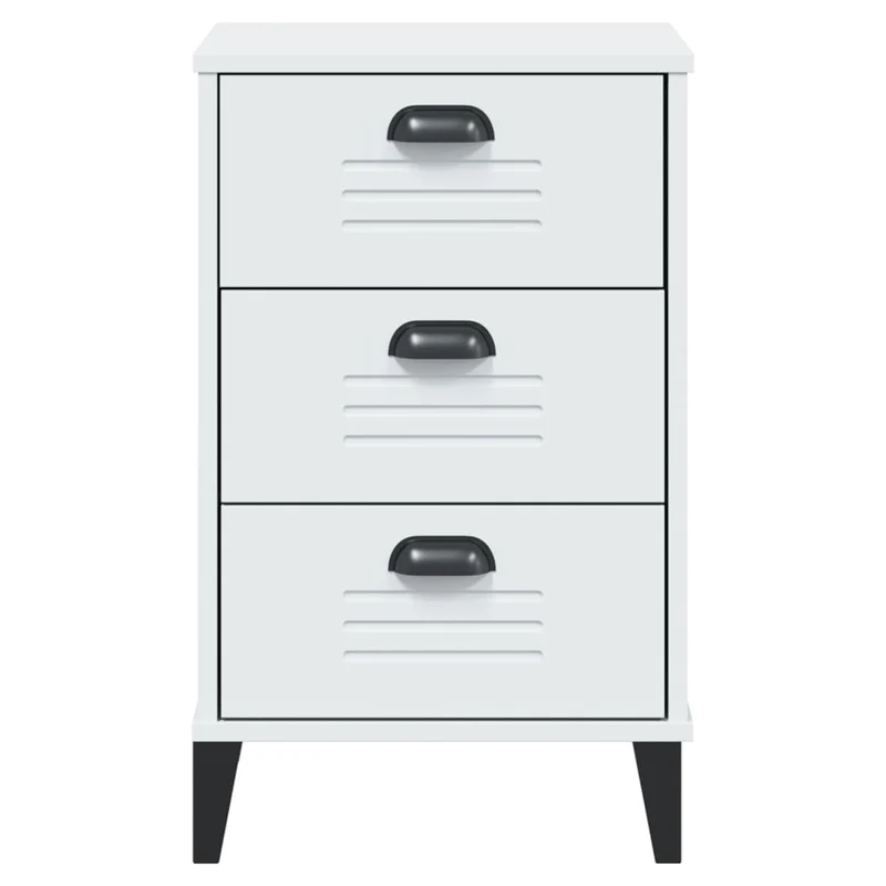 Table de chevet avec 3 tiroirs 40 x 35 x 65 cm en bois d'ingénierie blanc DEC034724