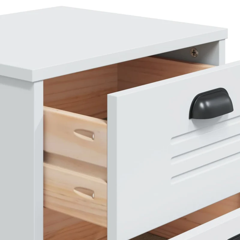 Table de chevet avec 3 tiroirs 40 x 35 x 65 cm en bois d'ingénierie blanc DEC034724
