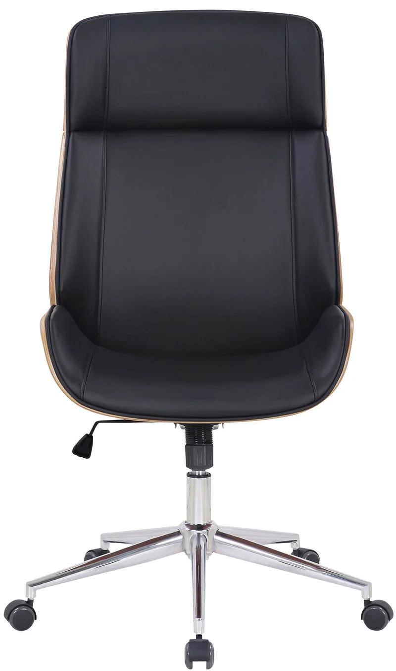 Fauteuil de bureau dossier haut avec roulettes synthétique noir et bois clair hauteur réglable BUR10457