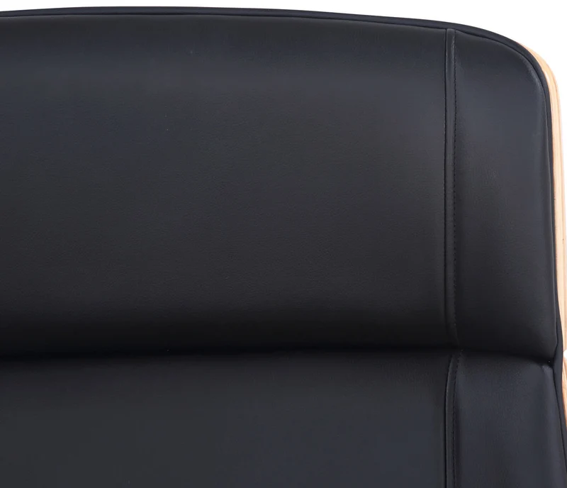 Fauteuil de bureau dossier haut avec roulettes synthétique noir et bois clair hauteur réglable BUR10457