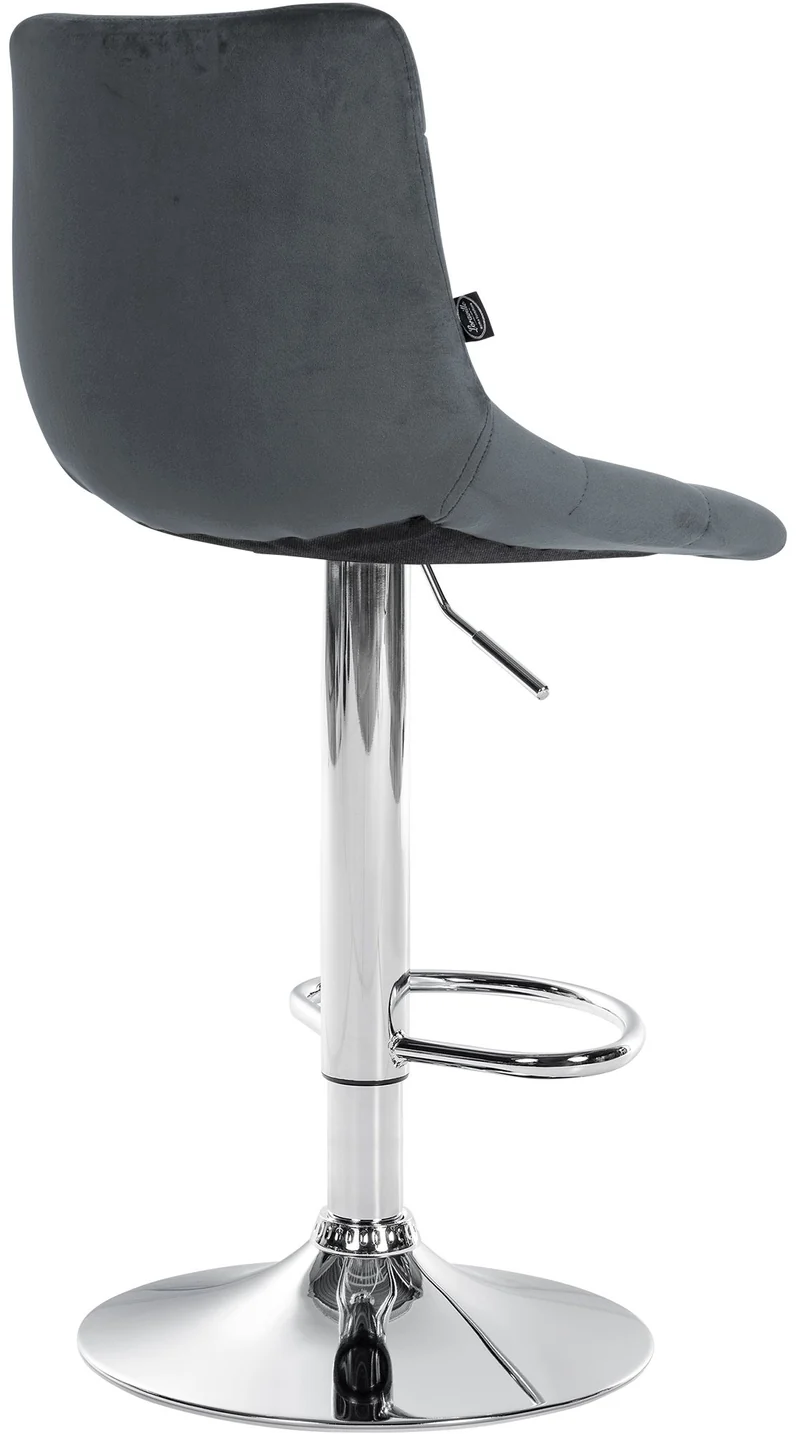 Lot de 2 tabourets de bar en velours gris foncé base métal chromé réglable en hauteur et repose-pieds TDB10632