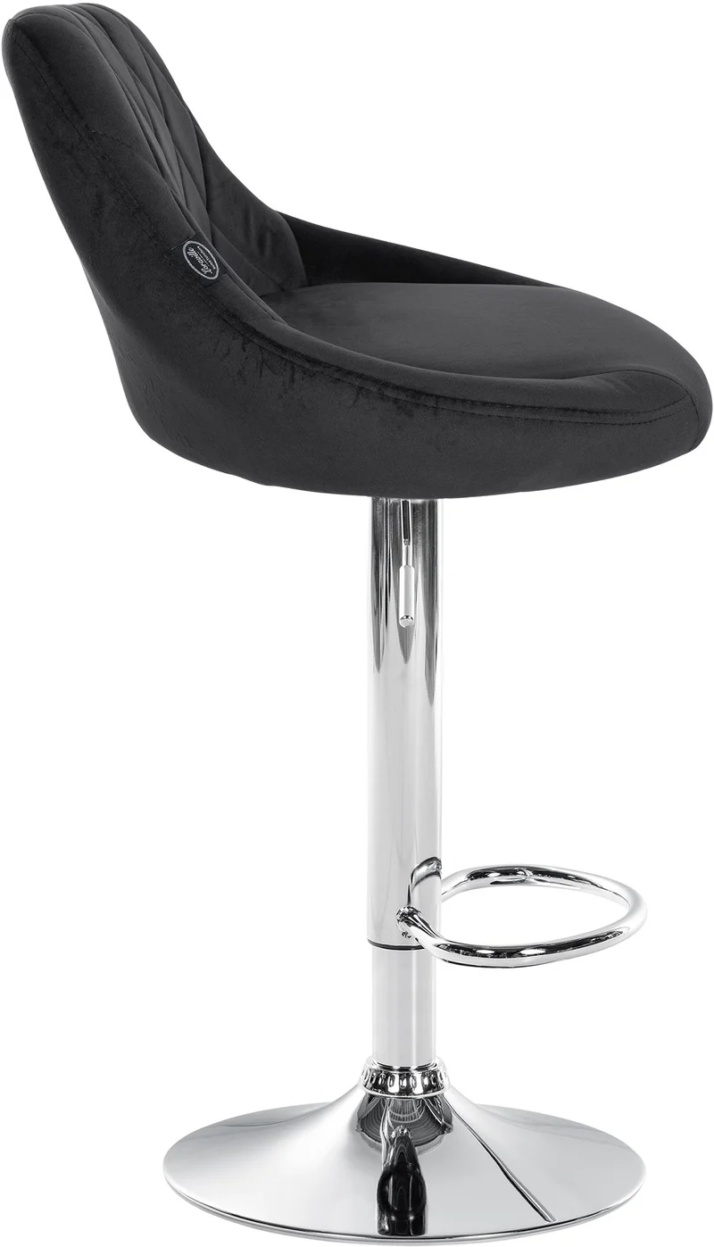 Set de 2 tabourets de bar coutures décoratives losanges assise en velour noir et cadre en métal chromé TDB10773