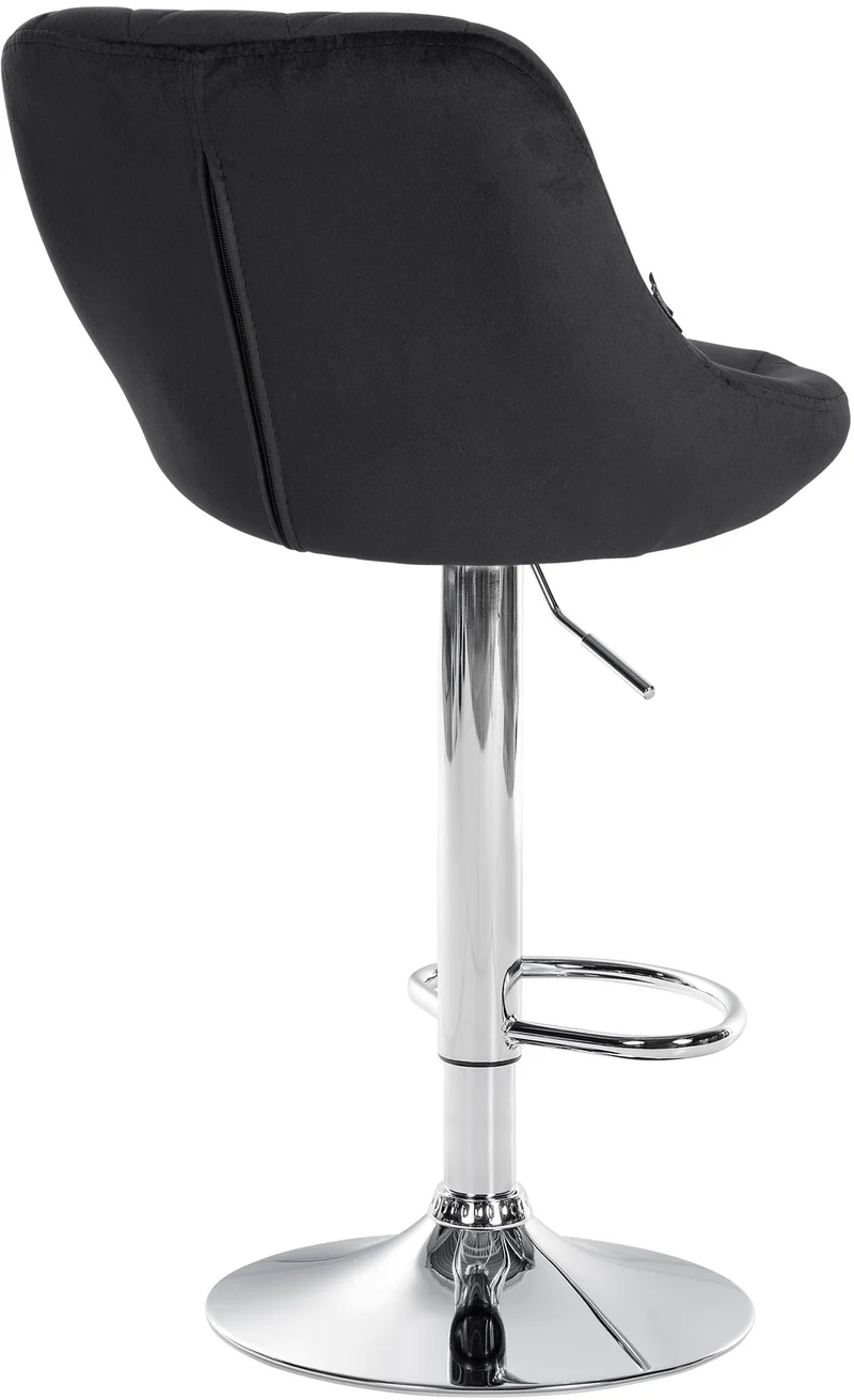 Set de 2 tabourets de bar coutures décoratives losanges assise en velour noir et cadre en métal chromé TDB10773