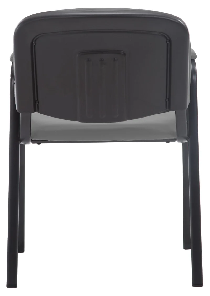 Chaise visiteur avec accoudoirs intégrés zone d'attente en PVC gris piètement à 4 pieds en métal noir 10_0003377