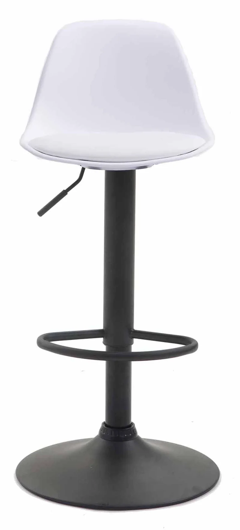 Lot de 2 tabourets de bar moderne et confortable assise en PVC blanc coque en plastique et pieds en métal noir 10_0004237
