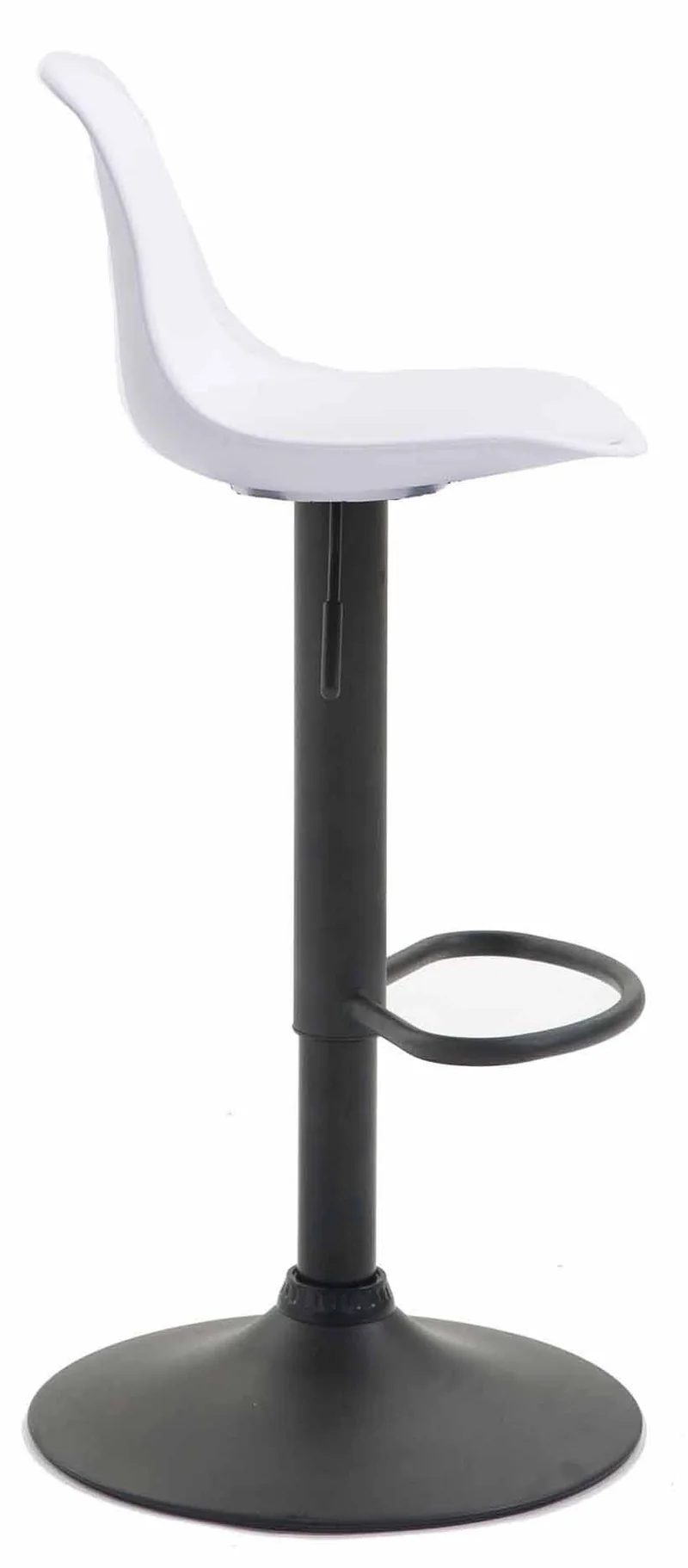 Lot de 2 tabourets de bar moderne et confortable assise en PVC blanc coque en plastique et pieds en métal noir 10_0004237