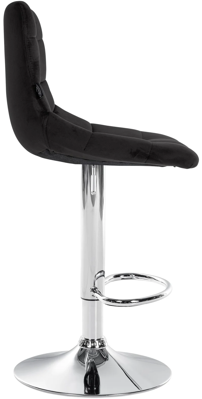 Lot de 2 tabourets de bar en velours noir base métal chromé réglable en hauteur et repose-pieds TDB10634