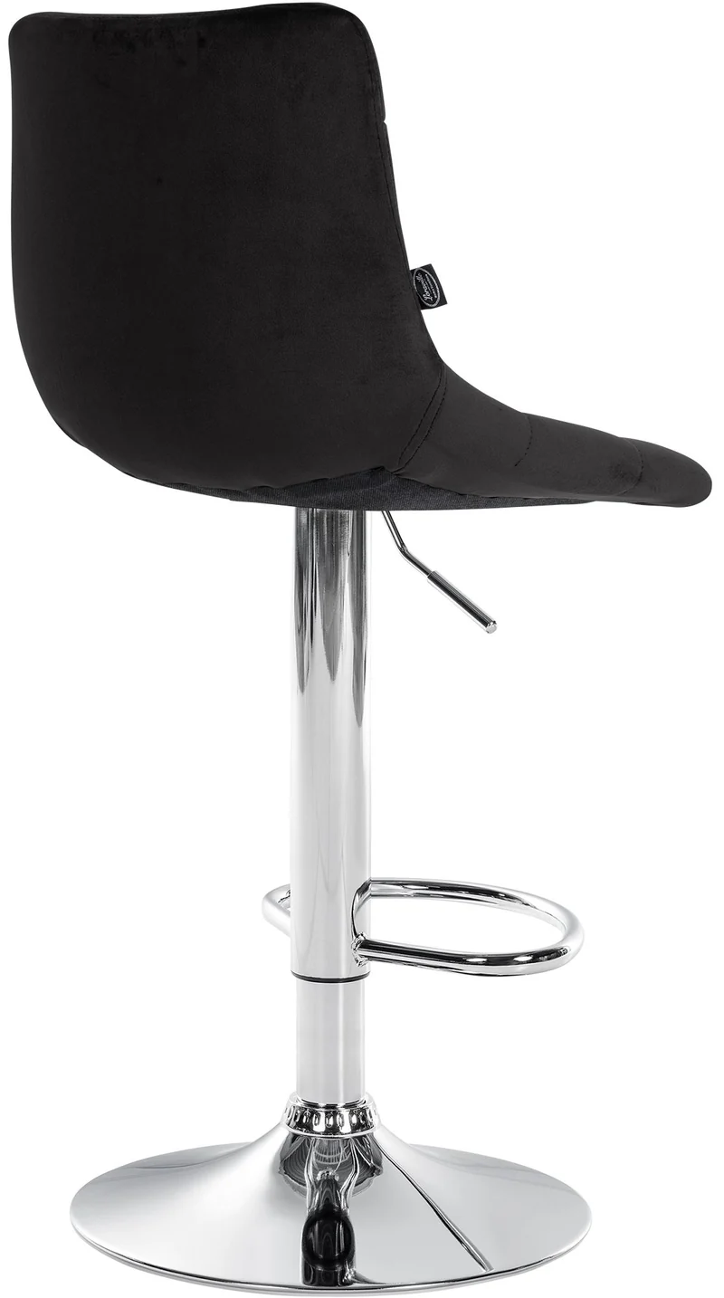 Lot de 2 tabourets de bar en velours noir base métal chromé réglable en hauteur et repose-pieds TDB10634