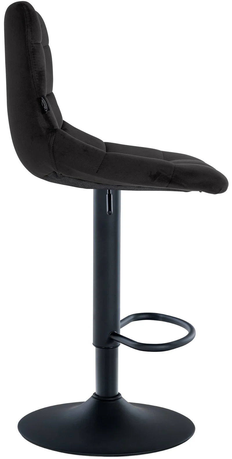 Lot de 2 tabourets de bar en velours noir base métal noir réglable en hauteur et repose-pieds TDB10628