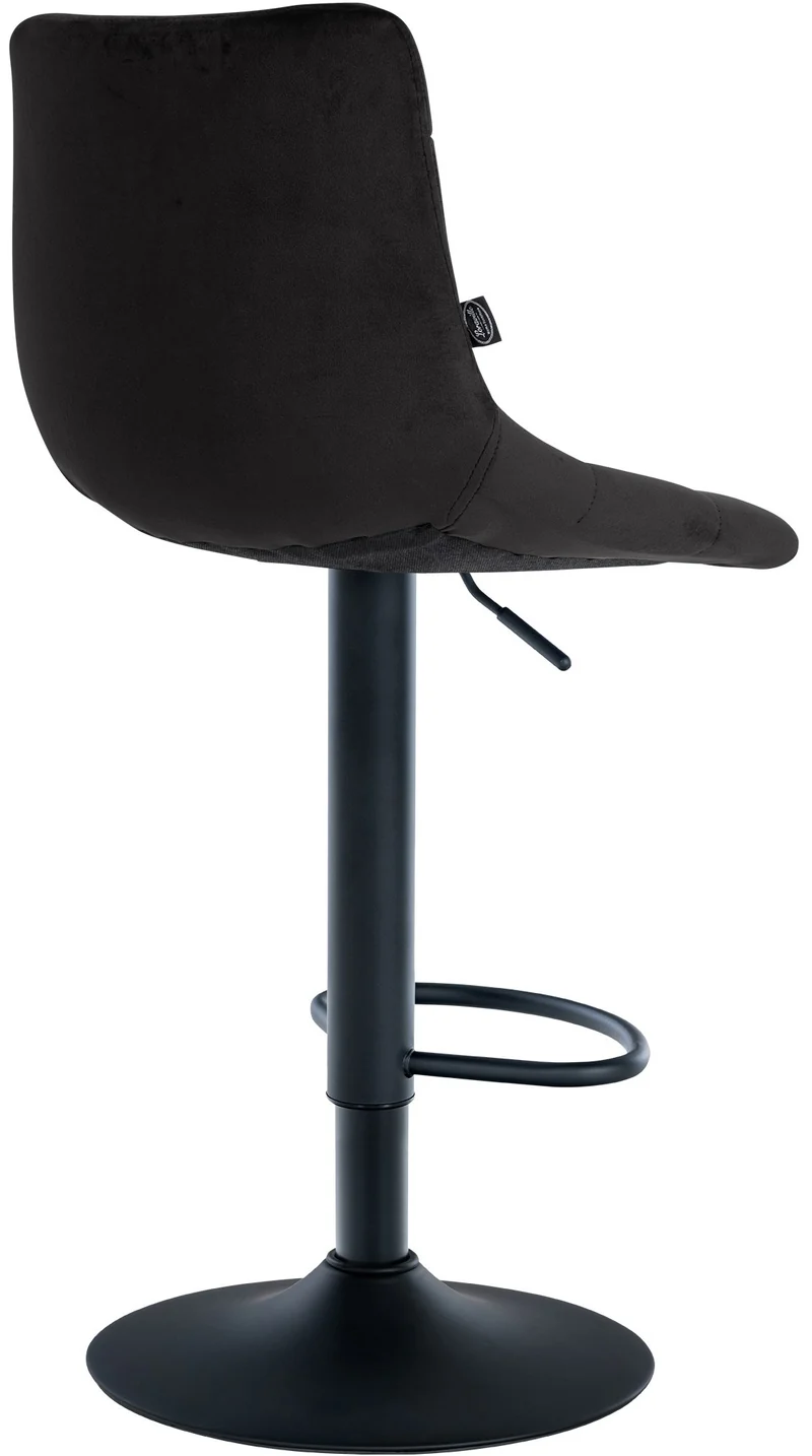 Lot de 2 tabourets de bar en velours noir base métal noir réglable en hauteur et repose-pieds TDB10628