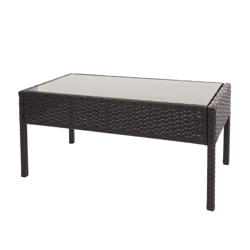 Ensemble pour extérieur balcon/jardin/salon en polyrotin marron coussins gris foncé 04_0004200