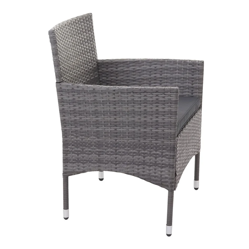 Salon de jardin balcon jardin en polyrotin gris canapé fauteuils table coussin gris foncé 04_0004209