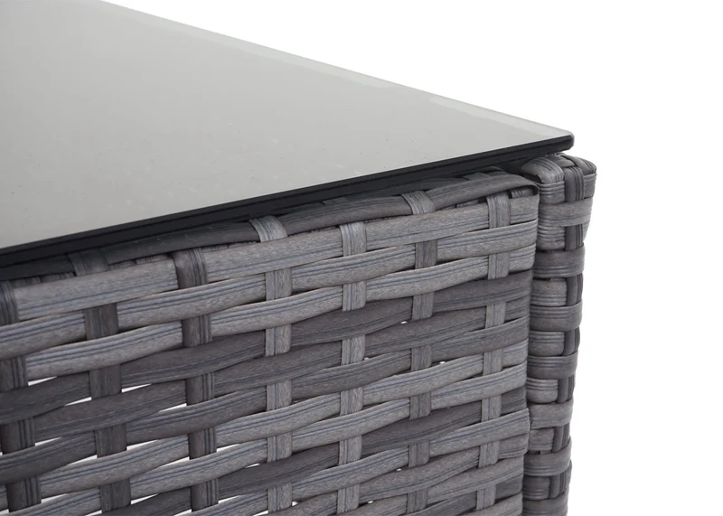 Salon de jardin balcon jardin en polyrotin gris canapé fauteuils table coussin gris foncé 04_0004209