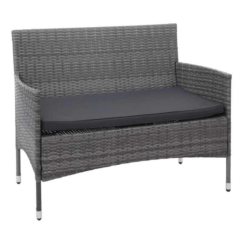 Salon de jardin balcon jardin en polyrotin gris canapé fauteuils table coussin gris foncé 04_0004209