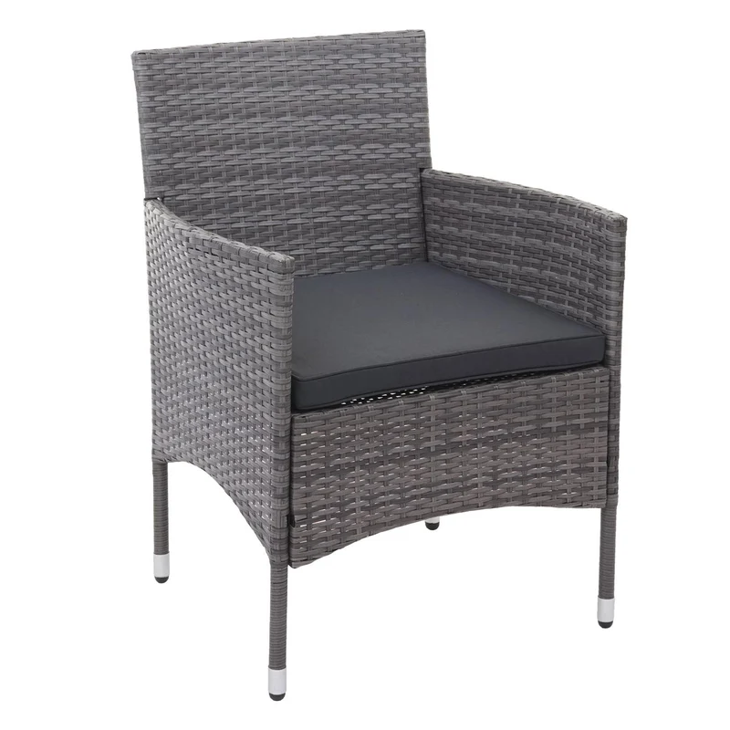 Salon de jardin balcon jardin en polyrotin gris canapé fauteuils table coussin gris foncé 04_0004209