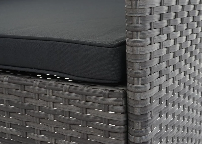 Salon de jardin balcon jardin en polyrotin gris canapé fauteuils table coussin gris foncé 04_0004209