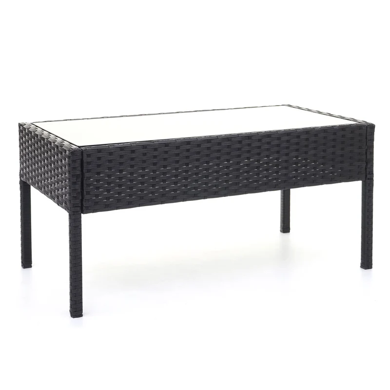 Salon de jardin en polyrotin noir pour balcon jardin terrasse jardin coussins gris foncé 04_0004214