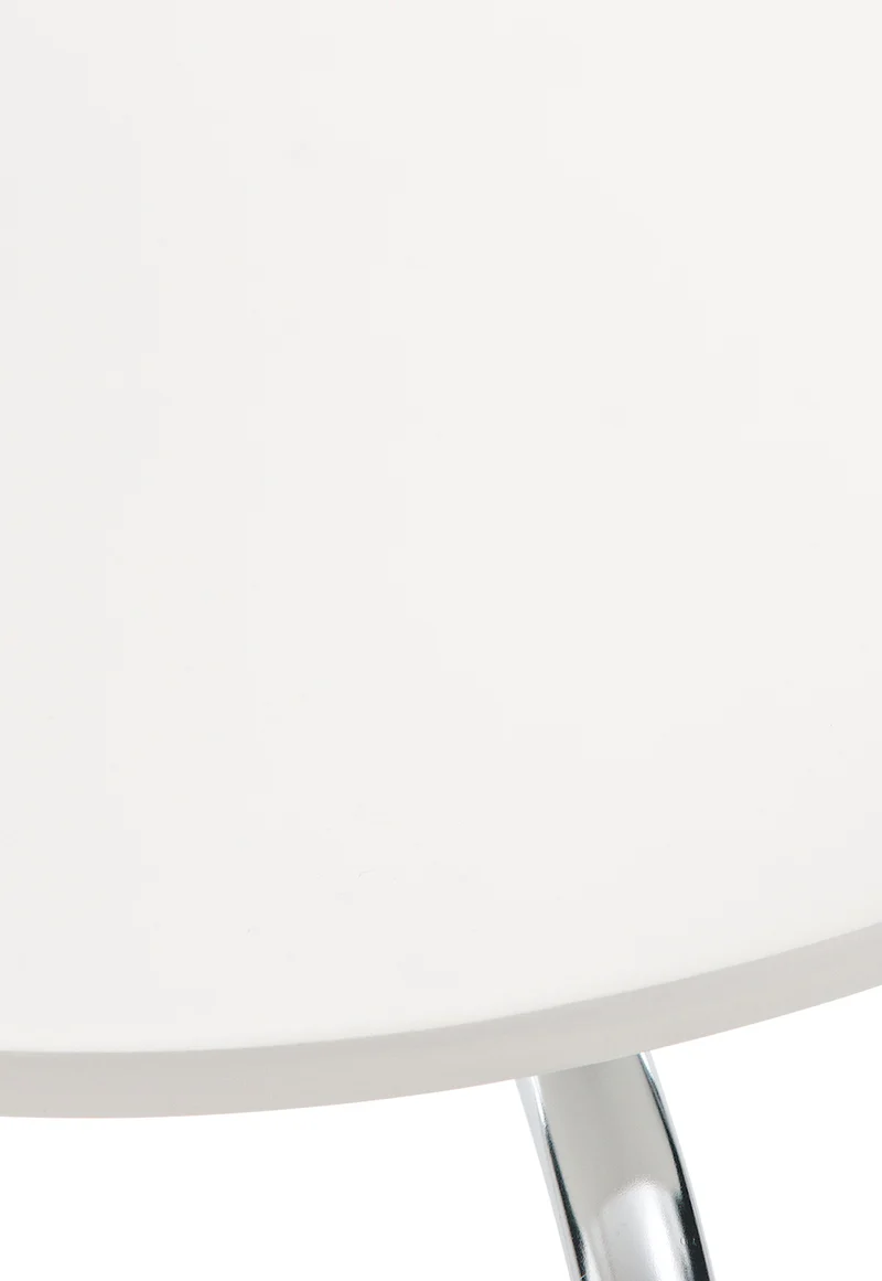 Lot de 4 chaises de cuisine salle à manger empilables dossier arrondi en bois blanc et métal chromé 10_0003175