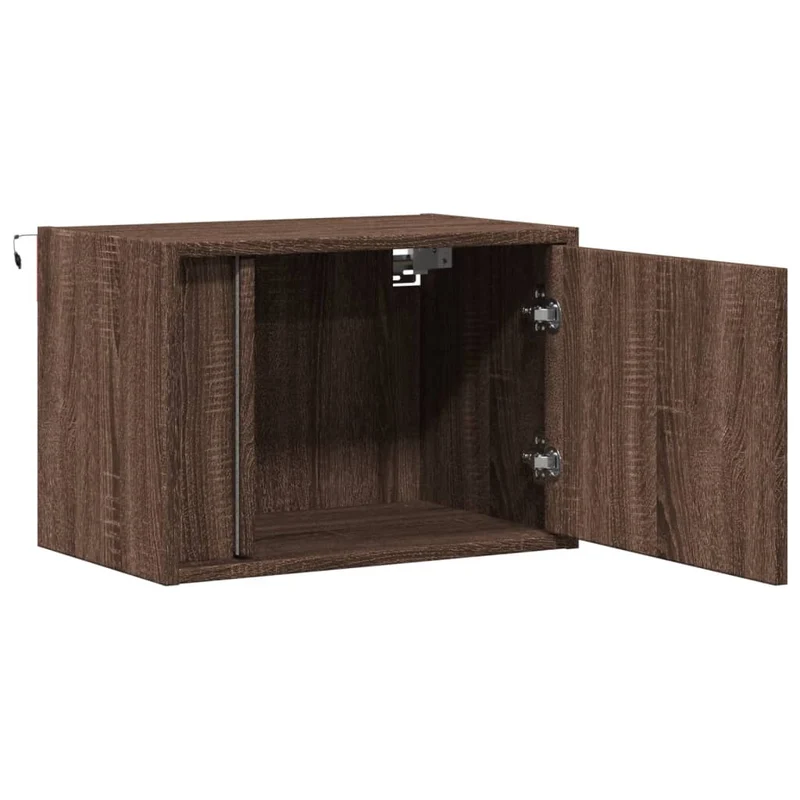 Table de chevet murale avec lumières LED 50 x 31 x 35 cm en bois d'ingénierie marron DEC034180