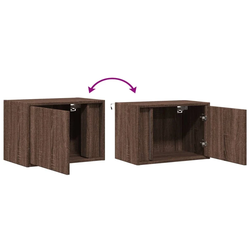 Table de chevet murale avec lumières LED 50 x 31 x 35 cm en bois d'ingénierie marron DEC034180