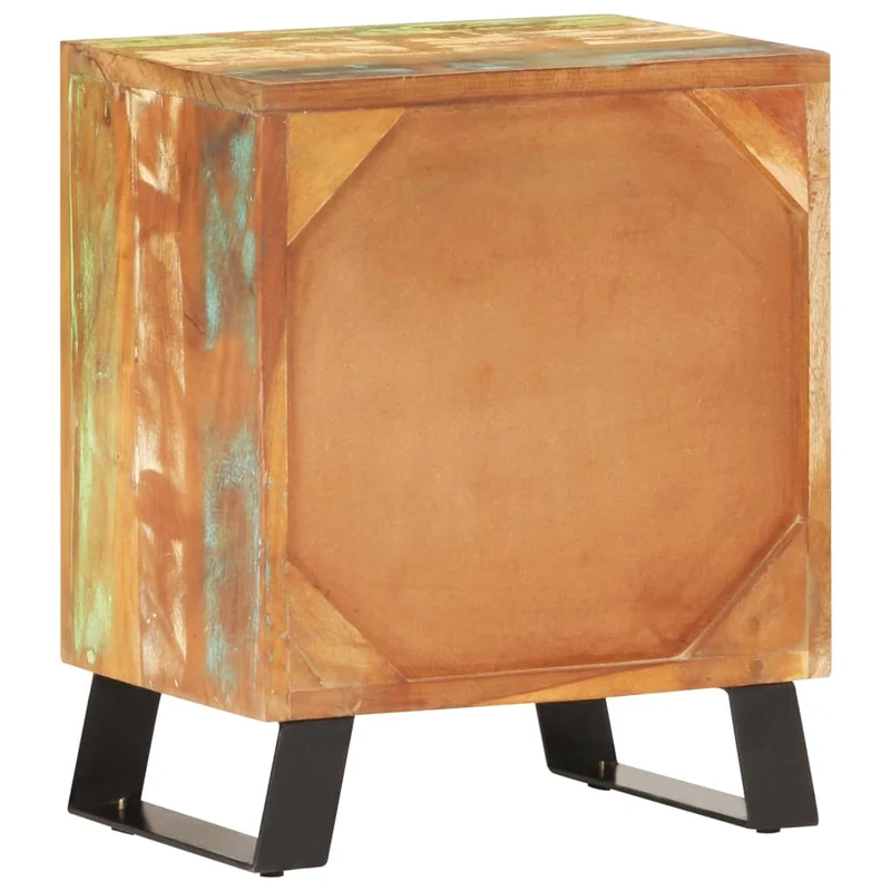 Table de chevet avec tiroir et compartiment avec porte 40 x 30 x 50 cm bois de récupération coloré DEC032909