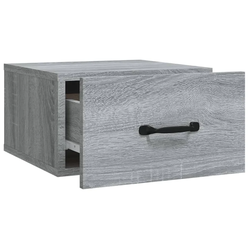 Table de chevet murale avec tiroir 35 x 35 x 20 cm bois d'ingénierie gris DEC034328