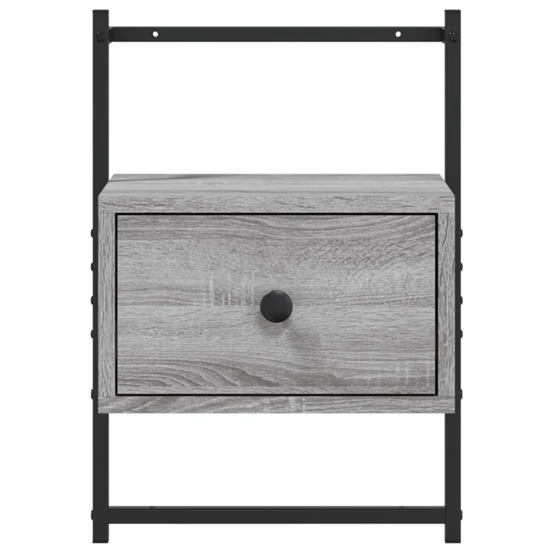 Table de chevet avec tiroir 35 x 30 x 51 cm bois d'ingénierie gris et métal DEC034326