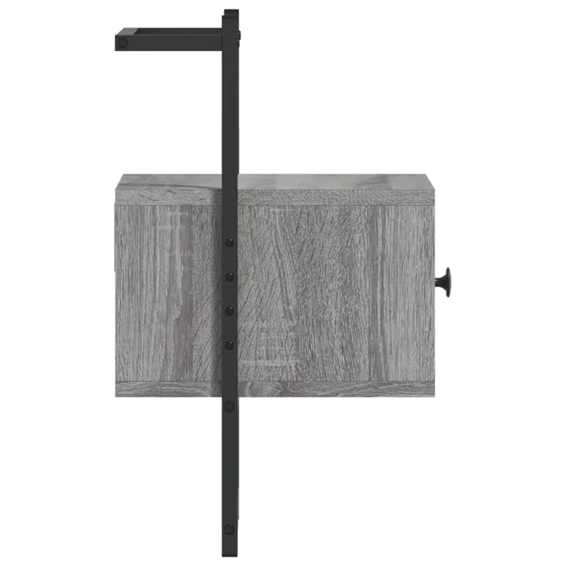 Table de chevet avec tiroir 35 x 30 x 51 cm bois d'ingénierie gris et métal DEC034326