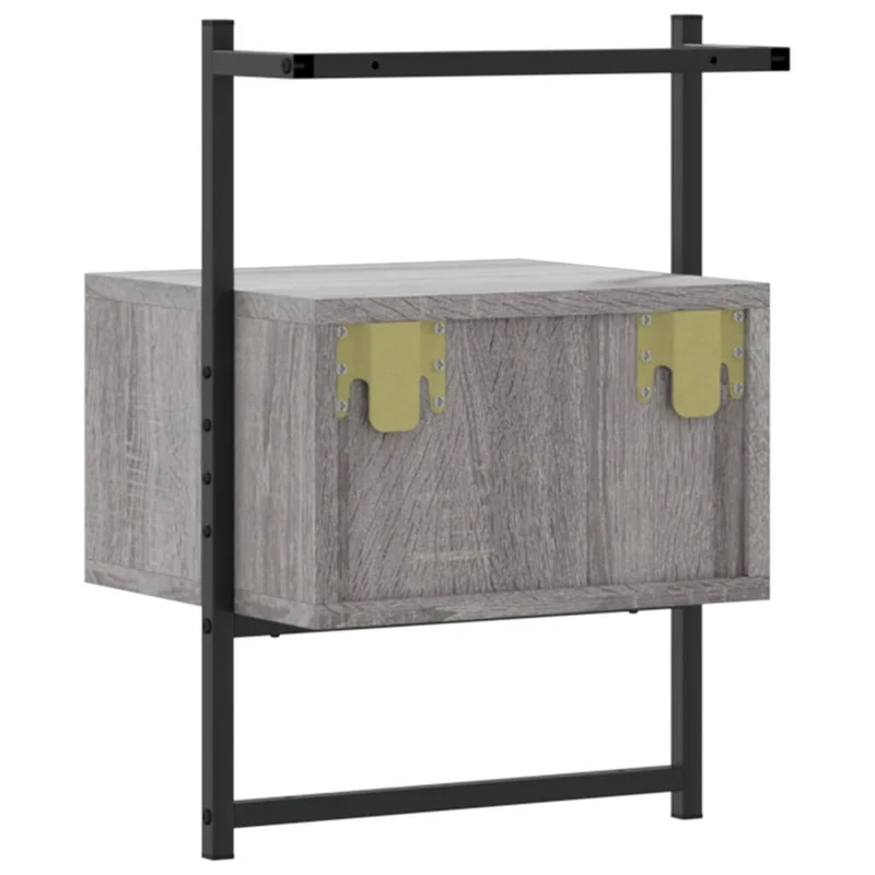 Table de chevet avec tiroir 35 x 30 x 51 cm bois d'ingénierie gris et métal DEC034326