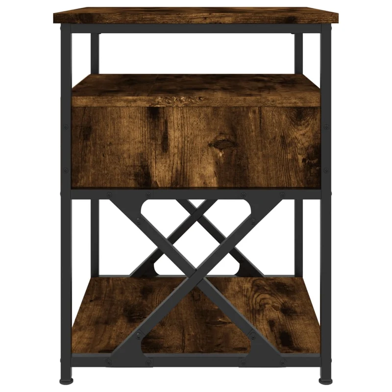 Table de chevet avec tiroir et étagère 40 x 42 x 55 cm bois d'ingénierie marron et fer DEC033638