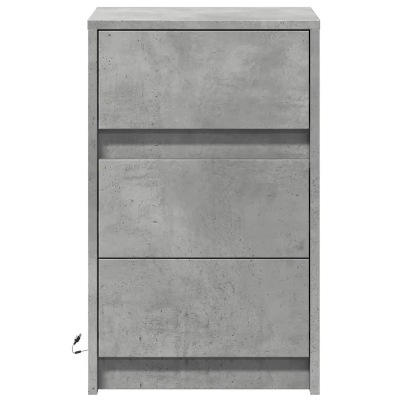 Table de chevet avec lumières LED 38 x 34 x 61 cm avec tiroirs et bois d'ingénierie gris DEC032805