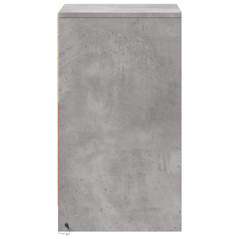 Table de chevet avec lumières LED 38 x 34 x 61 cm avec tiroirs et bois d'ingénierie gris DEC032805