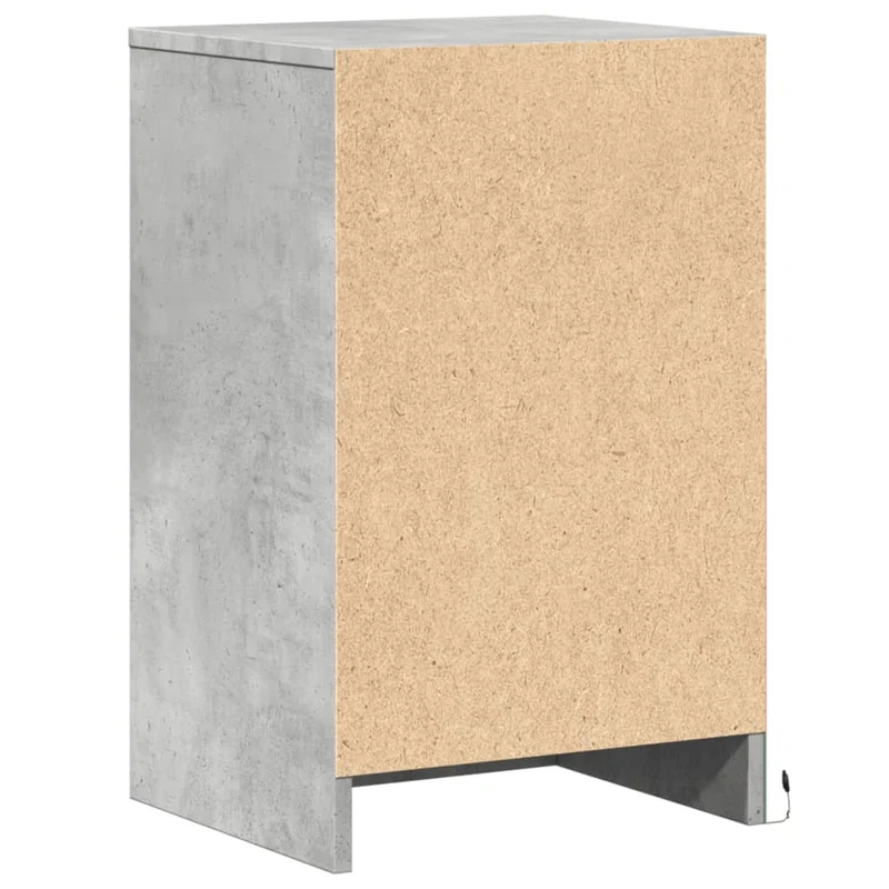 Table de chevet avec lumières LED 38 x 34 x 61 cm avec tiroirs et bois d'ingénierie gris DEC032805