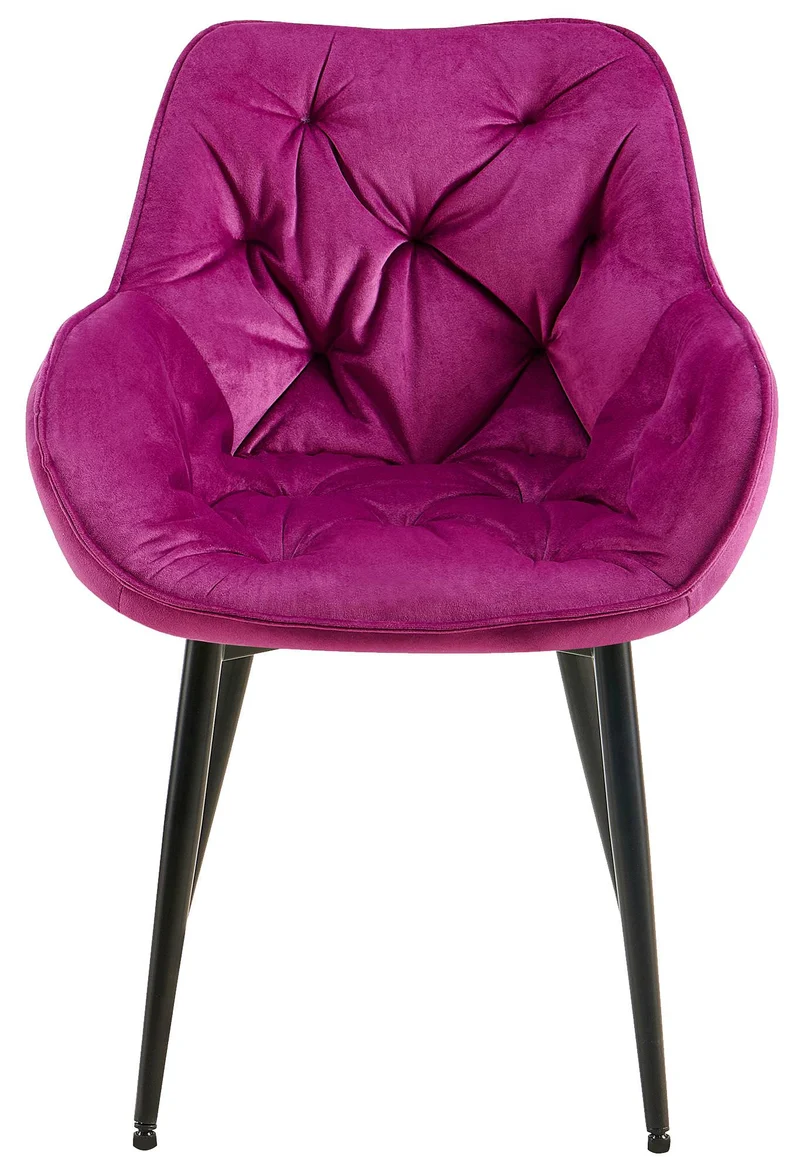 Chaise de salle à manger x1 design et moderne assise en velours violet et pieds en métal noir 10_0001494