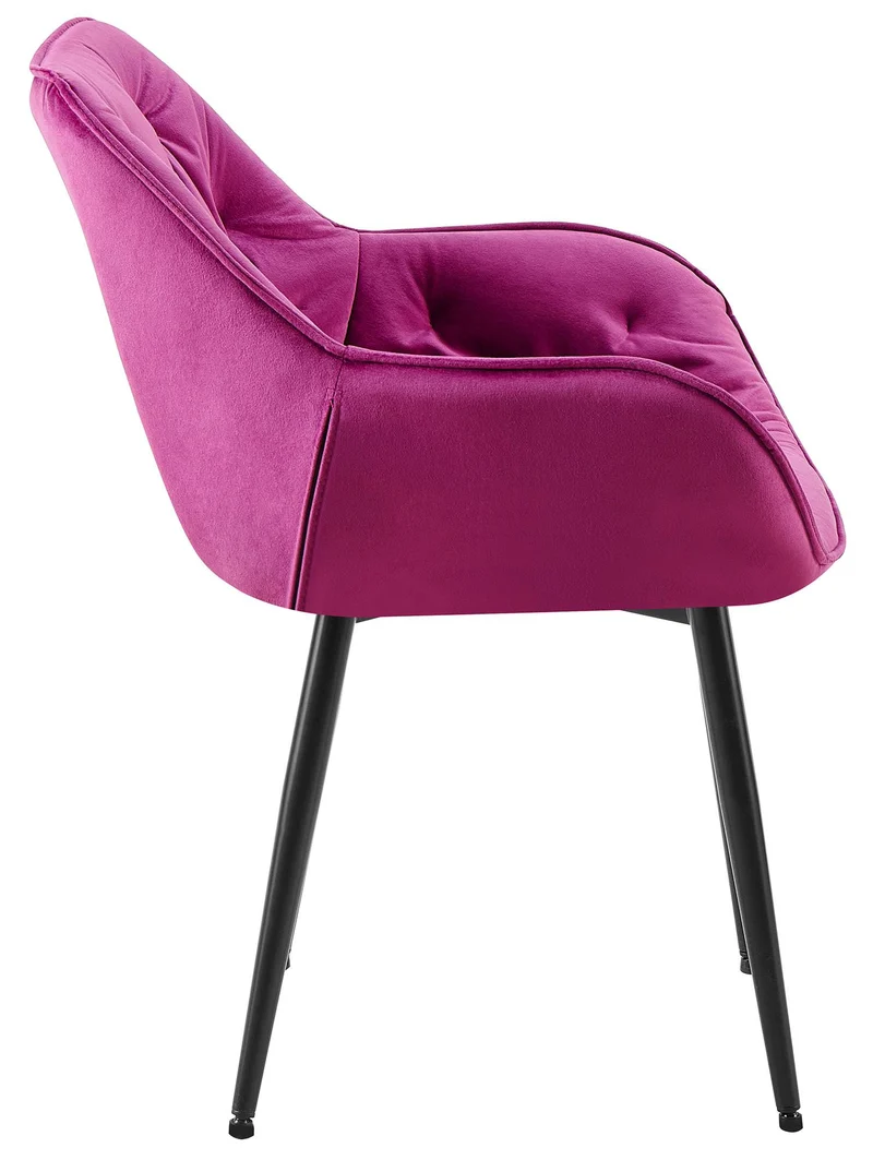 Chaise de salle à manger x1 design et moderne assise en velours violet et pieds en métal noir 10_0001494