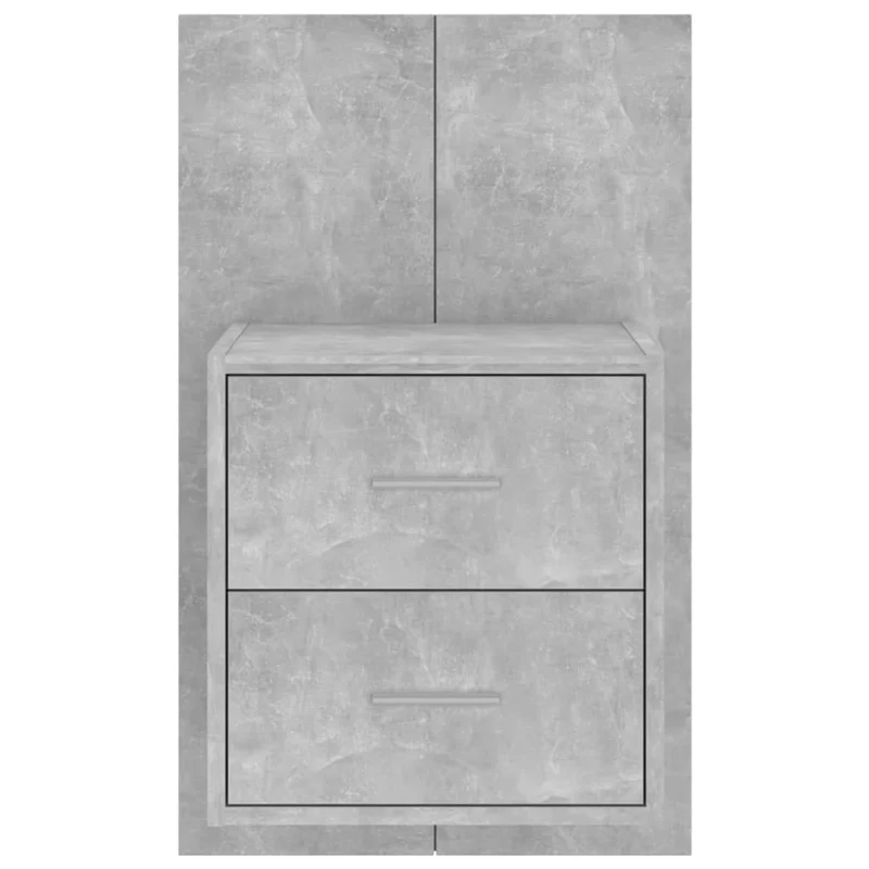 Table de chevet murale avec deux tiroirs 48,5 x 32,5 x 80 cm en bois d'ingénierie gris DEC034294